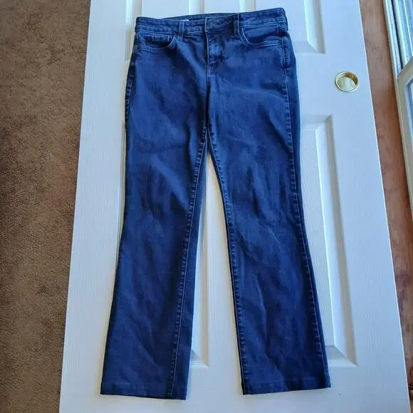 NYDJ Marilyn Straight Jeans 12 Lift Tuck dark wash blue 33W 28.5L hemmed short - Picture 2 of 16